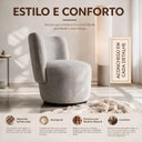 Ver imagem 6 de Poltrona Orgânica Lia Giratória Boucle Redonda Luxo Moderna p/ Penteadeira Sala Espera Recepção:Cinz