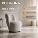 Ver imagem 5 de Poltrona Orgânica Lia Giratória Boucle Redonda Luxo Moderna p/ Penteadeira Sala Espera Recepção:Cinz
