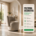 Ver imagem 3 de Poltrona Orgânica Lia Giratória Boucle Redonda Luxo Moderna p/ Penteadeira Sala Espera Recepção:Cinz