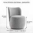 Ver imagem 4 de Poltrona Orgânica Lia Giratória Boucle Redonda Luxo Moderna p/ Penteadeira Sala Espera Recepção:Cinz