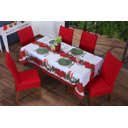 Ver imagem 1 de Toalha de Mesa Natal 6 Lugares 2,20 X 1,40 Decoração Festas de Fim de Ano Oxford:natal Vela Branca