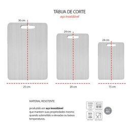 Tabua de Carne Corte Cozinha Profissional Aço Inox 3un - 3