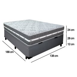 Cama Box Baú Casal Sintético + Colchão Anjos Black Graphite Molas Ensacadas 138x188x64cm Cor:cinza - 3