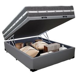 Cama Box Baú Casal Sintético + Colchão Anjos Black Graphite Molas Ensacadas 138x188x64cm Cor:cinza - 5