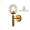 Ver imagem 2 de 5 Arandela Dourada Bola Vidro Ondulado Transparente Lup57