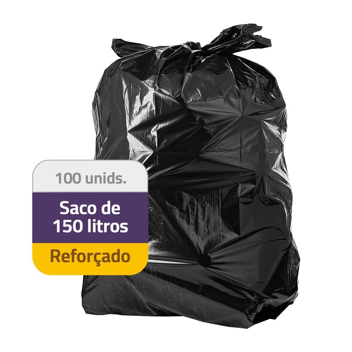 Saco de Lixo 150 Litros Reforçado 100 Unidades Micra 0,08