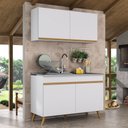 Ver imagem 3 de Armário de Cozinha Compacta 120cm Veneza Multimóveis V2141 Branco/Dourado