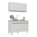 Ver imagem 1 de Armário de Cozinha Compacta 120cm Veneza Multimóveis V2141 Branco/Dourado
