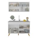 Ver imagem 6 de Armário de Cozinha Compacta 120cm Veneza Multimóveis V2141 Branco/Dourado