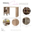 Ver imagem 3 de Bancada Gourmet - Ilha Vivace 136 Cm Adega 4 Nichos Havana/Ripado MDP 15mm