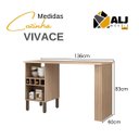 Ver imagem 2 de Bancada Gourmet - Ilha Vivace 136 Cm Adega 4 Nichos Havana/Ripado MDP 15mm