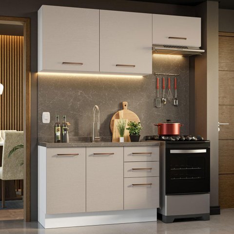 Armário de Cozinha Compacta 180cm Branco/crema Agata Madesa 09