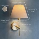 Ver imagem 3 de Arandela de Parede Clássica Alumínio Interruptor com Cúpula Tecido Algodão Ref 19