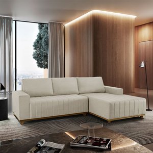 Sofá Fixo com Chaise 2m Boreal Linho com Molas Lado Direito Meu Sofá Online
