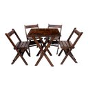 Ver imagem 1 de Conjunto Mesa Dobrável para Bar e Lanchonetes 60x60cm com 4 Cadeiras em Madeira Maciça - Imbuia