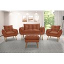 Ver imagem 1 de Kit Namoradeira Sofá Opala + 2 Poltronas Cadeira Opala + 1 puff:terracota