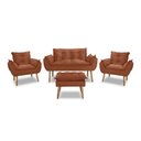 Ver imagem 2 de Kit Namoradeira Sofá Opala + 2 Poltronas Cadeira Opala + 1 puff:terracota