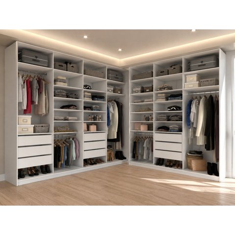 Closet Casal Duplo 100% MDF BP 277x208cm 09 Gavetas Sion Branco