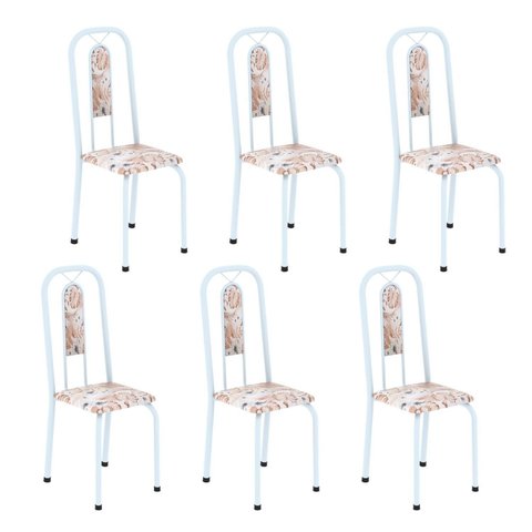 Cadeiras para Sala de Jantar 6 Unidades Lívia Branco/Botanic Bege