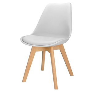Cadeira Charles Eames Leda Design Wood Estofada Base Madeira Branca