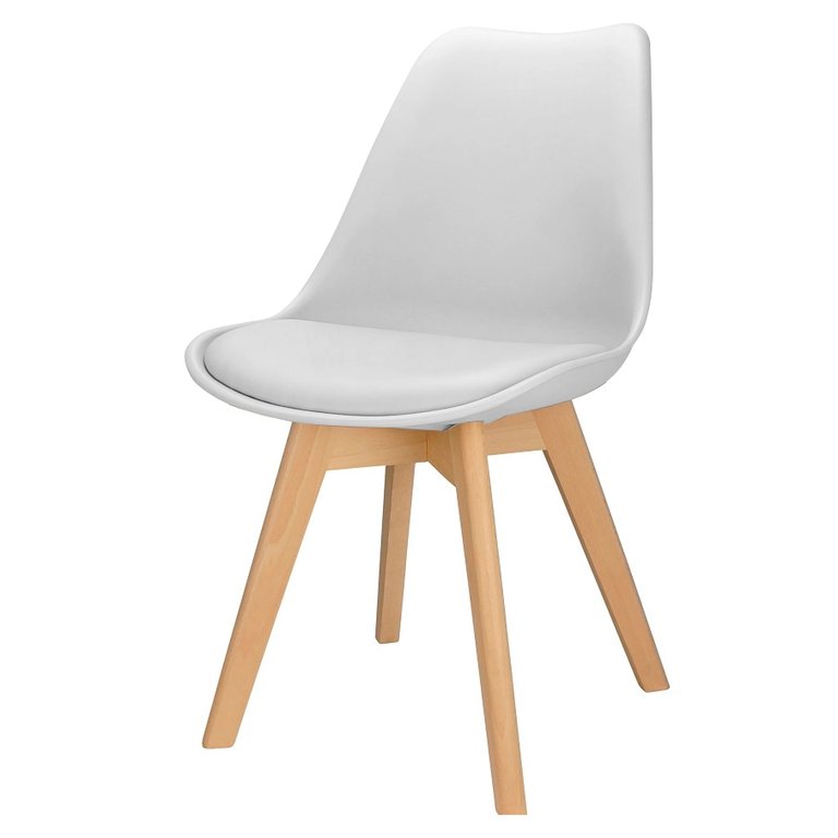 Cadeira Charles Eames Leda Design Wood Estofada Base Madeira Branca