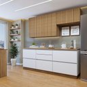 Ver imagem 1 de Cozinha Completa Modulada 4 Peças 6 Portas 4 Gavetas com Rodapé Norten Marrom/Branco/Nature