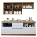 Ver imagem 4 de Cozinha Completa Modulada 4 Peças 6 Portas 4 Gavetas com Rodapé Norten Marrom/Branco/Nature