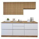 Ver imagem 2 de Cozinha Completa Modulada 4 Peças 6 Portas 4 Gavetas com Rodapé Norten Marrom/Branco/Nature