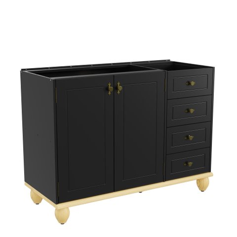 Balcão de Cozinha 2 Portas 4 Gavetas MDF 120cm Joy Yescasa Preto