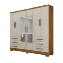 Ver imagem 2 de Guarda Roupa Solteiro com Espelho 6 Portas 6 Gavetas - Berlim-cumaru/fendi - Móveis Novo Horizonte