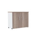 Ver imagem 1 de Armário Baixo PE25 Pandin 80 cm (largura) em MDP Cor Noce Naturalle e Branco com Duas Portas