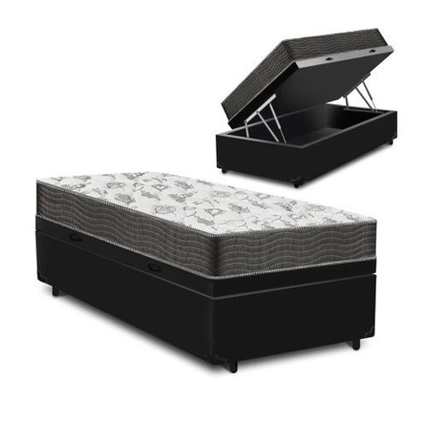 Cama Box com Baú Solteiro + Colchão Solteiro ISO 100 D33 (88x188x58) - Ortobom