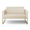 Ver imagem 3 de Sofá Namoradeira Base Industrial Dourado Marisa Corino Bege D03 - D'Rossi