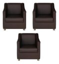 Ver imagem 1 de Kit 3 Poltronas Sofia Decorativa para Recepção Marrom Corino
