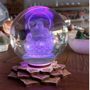 Ver imagem 1 de Luminária Bola de Cristal Buda Hotei - Base Led Colorido Flor de Lótus