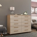 Ver imagem 1 de Cômoda Amsterdã 10 Gavetas Amendoa Off White com Rodízios