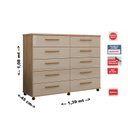 Ver imagem 3 de Cômoda Amsterdã 10 Gavetas Amendoa Off White com Rodízios