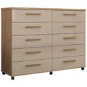 Ver imagem 2 de Cômoda Amsterdã 10 Gavetas Amendoa Off White com Rodízios