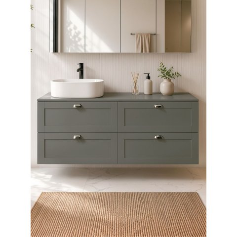Gabinete para Banheiro com Tampo e Cuba 160cm Retro MDF Verde Milano - On Móveis