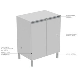 Armário de Banheiro 2 Portas Branco - Pnr Móveis - 3