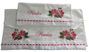 Ver imagem 1 de Jogo de Toalhas bordadas Banho e Rosto. Estampa: Hibisco . Cor: Branco. Marca: Dohler Artesanalle