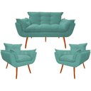 Ver imagem 1 de Kit Namoradeira + 02 Poltronas Decorativa para Sala de Estar Quarto Recepção Clinica Opala TWDECORA: