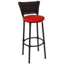 Ver imagem 3 de Kit 3 Banquetas Altas Preta com Encosto Junco Argila Assento Vermelho