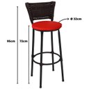 Ver imagem 2 de Kit 3 Banquetas Altas Preta com Encosto Junco Argila Assento Vermelho