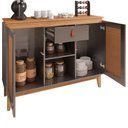 Ver imagem 4 de Balcão Aparador Buffet 2 Portas Diamante C14 Cinza Perola/ Noce - Mpozenato