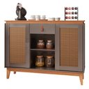 Ver imagem 1 de Balcão Aparador Buffet 2 Portas Diamante C14 Cinza Perola/ Noce - Mpozenato