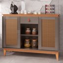 Ver imagem 2 de Balcão Aparador Buffet 2 Portas Diamante C14 Cinza Perola/ Noce - Mpozenato