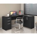 Ver imagem 5 de Conjunto para Escritório com 1 Mesa de Canto e Armário Multiuso 4 Portas com Nicho Preto Tx
