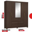 Ver imagem 3 de Guarda-Roupa Casal 4 Portas Touch Móveis Cádis Marrom/Café