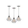 Lustre Pendente Luminária Aramado Diamante Trio PT Fosco - 1